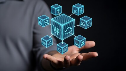 Digital Cube Network on Human Hand.