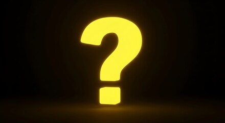 Bright yellow question mark illuminated against a dark background