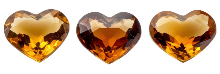Golden heart shapes for valentine's day, love symbols on transparent background