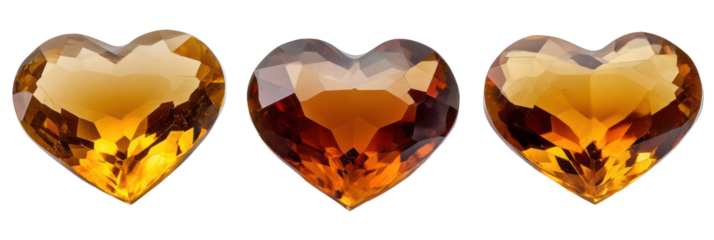 Golden heart shapes, valentine love symbols, isolated on transparent background