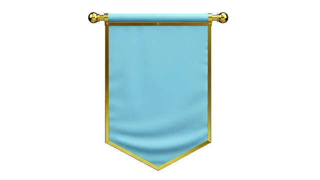 Light Blue Pennant Banner with Gold Trim and Rod