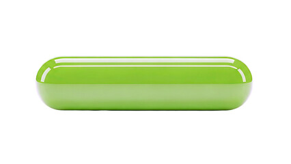 Single Green Pill Capsule on White Background