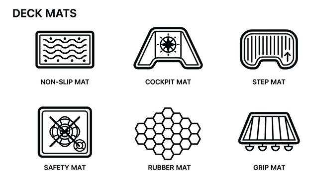 Set of non slip deck mats safety mats and rubber mats for boats isolated