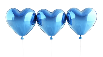 Blue heart balloons valentine's day love decoration isolated on transparent background