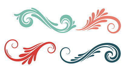 Fototapeta premium Set of colorful decorative swirls and flourishes.