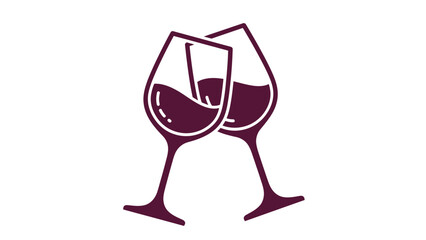 Two wine glasses clinking together in a toast.