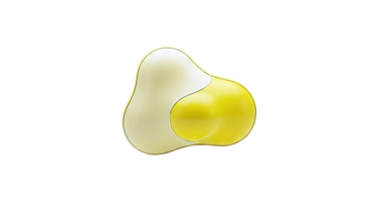 Abstract biomorphic yellow and cream form with gold trim
