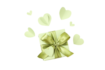 Hearts around gift box for Women's Day, isolated, PNG