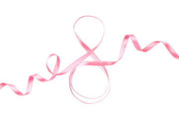 Pink ribbon represents International Women's Day, isolated, PNG