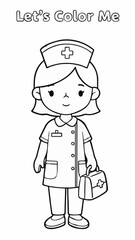 Single page colouring book for female in the nurse profession 