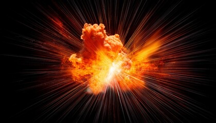 Bright Explosion Flash On A Black Backgrounds Fire Burst