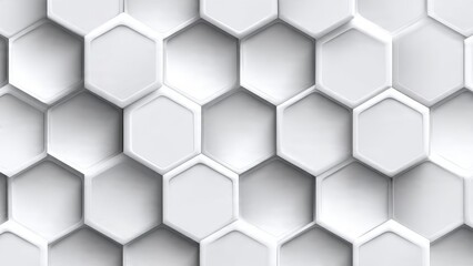 Naklejka premium Abstract white hexagonal geometric pattern background with 3D effect, clean and modern design.