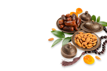 Ramadan, traditional items and food, isolated, PNG