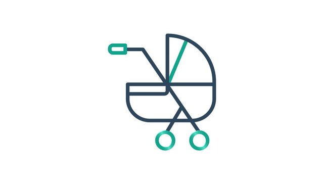 Baby stroller icon animation. Animation related to maternity. Suitable for user interface, provide visual feedback and more. Alpha channel, transparent background