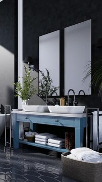 3D rendered vertical animation luxury-style bathroom