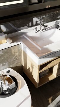 3D rendered vertical animation luxury-style bathroom