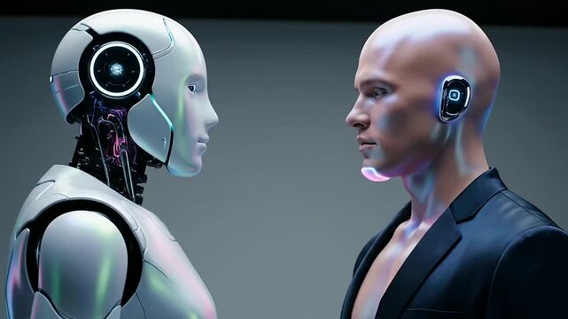 AI Bias Auditing in futuristic human-robot interactions, exploring ethical implications and advanced technological integration.
