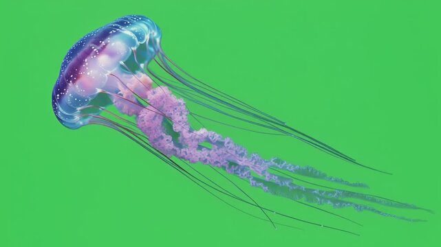 jellyfish isolated on green screen, part 4