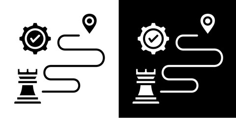 Strategic Roadmap  Icon Set White Glyph Style Collection
