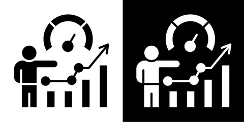 Performance Metrics  Icon Set White Glyph Style Collection
