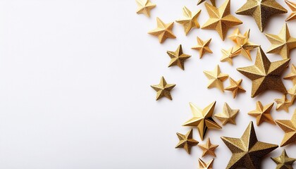 Gold Stars Isolated On White Background With Copy Space