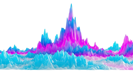 Abstract 3D Landscape with Peaks in Blue and Pink