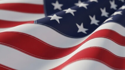 Obraz premium American flag waving in the wind with stars and stripes visible