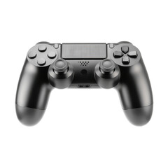 Black Gaming Controller with Ergonomic Design and Multifunctional Buttons on Transparent Background