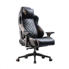 Luxury and modern ergonomic gaming chair with sleek leather finish isolated on a white background