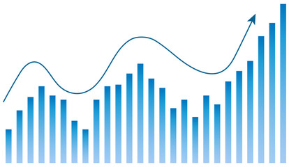 Business graph with arrow. Vector illustration