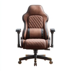 Leather gaming chair with diamond-stitched leather  on blurred background