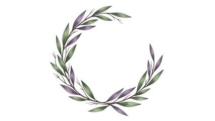 Fototapeta premium Elegant Botanical Wreath Illustration With Green And Lavender Leaves