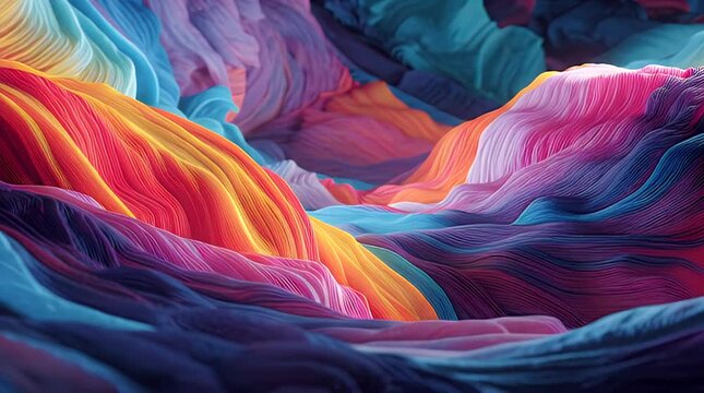 Vibrant multicolor abstract landscape with surreal waves and swirling patterns in sharp 4K resolution