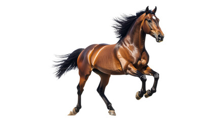 Obraz premium Powerful Brown Horse Galloping with Grace and Energy Against a Transparent Background
