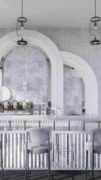 3D render vertical animation of a luxury-style beverage bar