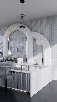 3D render vertical animation of a luxury-style beverage bar