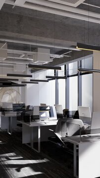3D render vertical animation modern-style office
