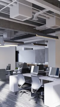 3D render vertical animation modern-style office