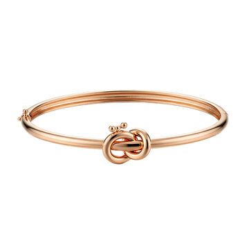 Elegant rose gold knot bangle bracelet, a symbol of connection and enduring love