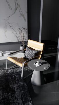 3D render vertical animation of a living room