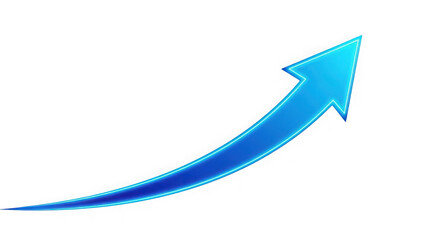 Blue arrow pointing upwards in a curved motion