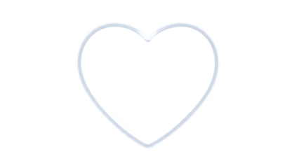 Simple light blue heart outline symbol isolated on transparent background with soft gentle curves, minimalist design element