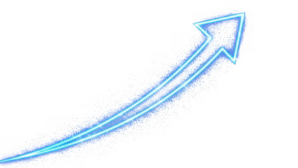 Glowing blue arrow pointing upwards with particle trail