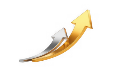 gold and silver arrows pointing upwards together