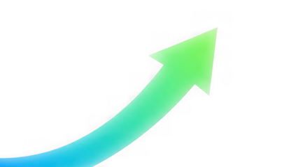 Gradient blue and green arrow pointing upwards  symbol of growth and progress