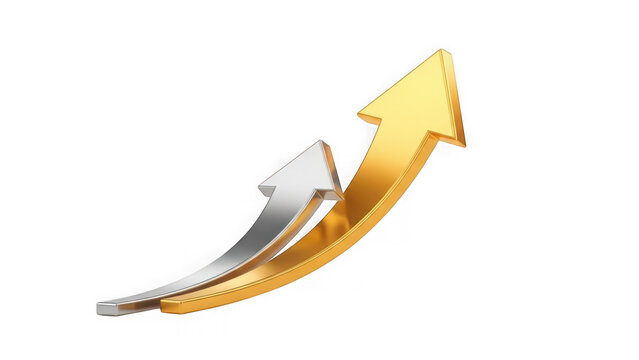 gold and silver arrows pointing upwards together