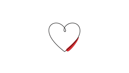 Hand drawn heart with red brush stroke, isolated on transparent background with natural lighting and vibrant color palette