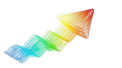 rainbow colored abstract shape with wavy lines