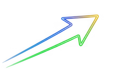 rainbow colored arrow pointing upwards with zigzag line