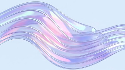 Wavy iridescent translucent ribbon holographic